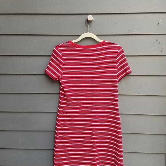 Like New Tommy Hilfiger Red Black white Striped Knit Cotton Dress size Medium - Picture 6 of 10